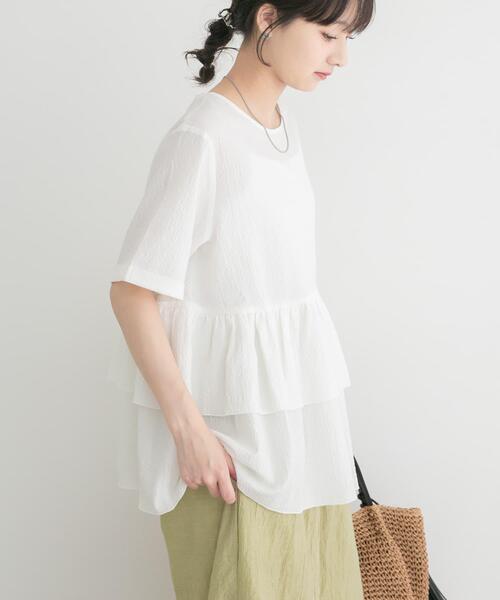 ITEMS URBANRESEARCH(アイテムズ アーバンリサーチ)の「サッカーフリルブラウス(シャツ/ブラウス・レディース・ブラック/ブルー・FREE)」の4枚目の写真