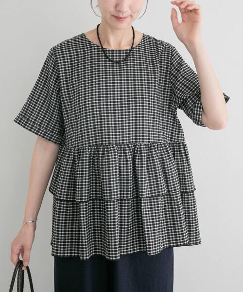 ITEMS URBANRESEARCH(アイテムズ アーバンリサーチ)の「サッカーフリルブラウス(シャツ/ブラウス・レディース・ブラック/ブルー・FREE)」の11枚目の写真