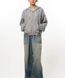 Kids Sticker Printed Zip-up Hoodie