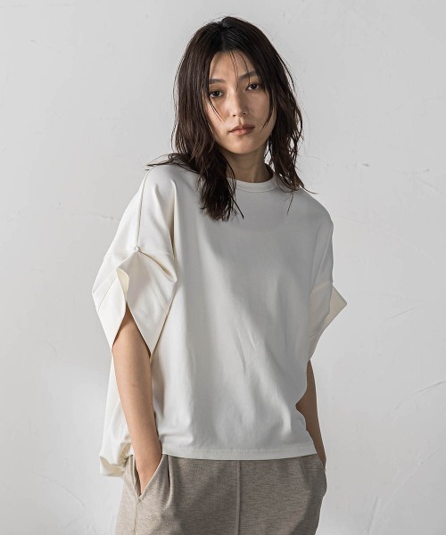 MAYSON GREY(メイソングレイ)の「クラシックスムースドロストプルオーバー(Tシャツ/カットソー・レディース・ライトグレー/チャコールグレー/ホワイト・M)」の1枚目の写真