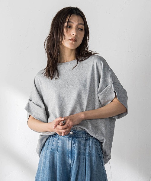 MAYSON GREY(メイソングレイ)の「クラシックスムースドロストプルオーバー(Tシャツ/カットソー・レディース・ライトグレー/チャコールグレー/ホワイト・M)」の5枚目の写真