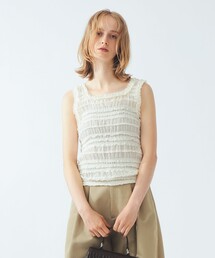 シフォン シャーリング タンクトップ