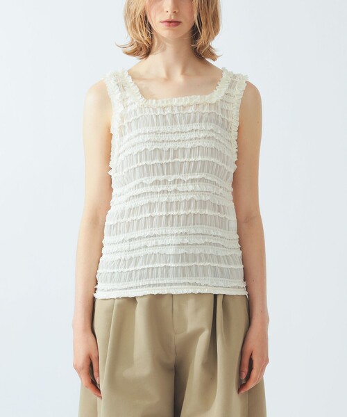 Ray BEAMS(レイビームス)の「シフォン シャーリング タンクトップ(シャツ/ブラウス・レディース・オフホワイト/ブラック・ONE SIZE)」の22枚目の写真