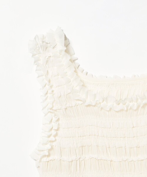 Ray BEAMS(レイビームス)の「シフォン シャーリング タンクトップ(シャツ/ブラウス・レディース・オフホワイト/ブラック・ONE SIZE)」の6枚目の写真