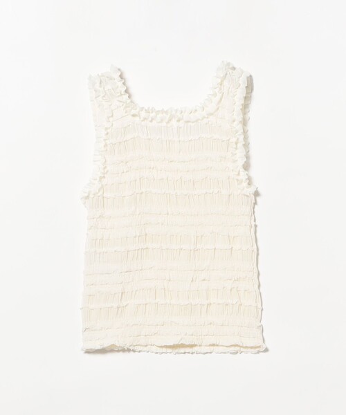 Ray BEAMS(レイビームス)の「シフォン シャーリング タンクトップ(シャツ/ブラウス・レディース・オフホワイト/ブラック・ONE SIZE)」の7枚目の写真