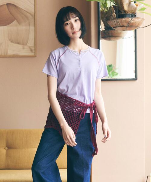 ALL NEW MART（オールニューマート）の「リングドットステッチトップス（Tシャツ/カットソー・レディース・チャコールグレー/パープル/ライトイエロー系・00）」の3枚目の写真