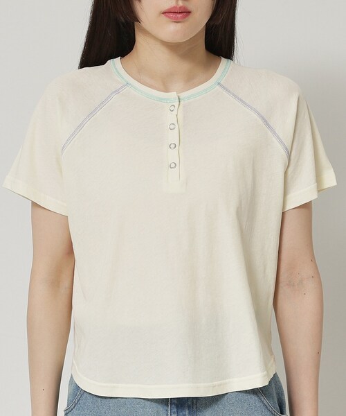 ALL NEW MART（オールニューマート）の「リングドットステッチトップス（Tシャツ/カットソー・レディース・チャコールグレー/パープル/ライトイエロー系・00）」の8枚目の写真