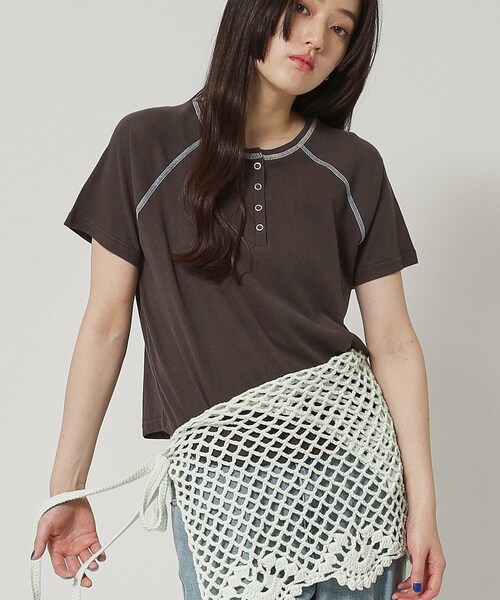ALL NEW MART（オールニューマート）の「リングドットステッチトップス（Tシャツ/カットソー・レディース・チャコールグレー/パープル/ライトイエロー系・00）」の10枚目の写真
