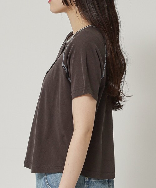 ALL NEW MART（オールニューマート）の「リングドットステッチトップス（Tシャツ/カットソー・レディース・チャコールグレー/パープル/ライトイエロー系・00）」の11枚目の写真