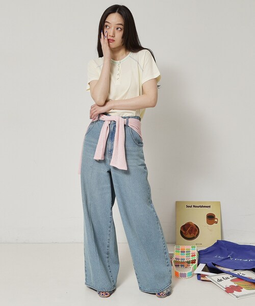 ALL NEW MART（オールニューマート）の「リングドットステッチトップス（Tシャツ/カットソー・レディース・チャコールグレー/パープル/ライトイエロー系・00）」の19枚目の写真