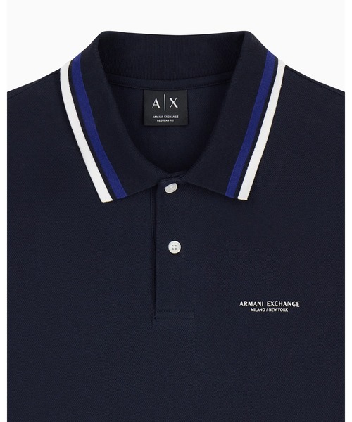 ARMANI EXCHANGE(アルマーニエクスチェンジ)の「【A|X アルマーニ エクスチェンジ】<オンライン限定>ラインリブ レギュラーフィット 半袖ポロシャツ/REGULAR(ポロシャツ・メンズ・ダークネイビー/ブルー・X-SMALL/X-LARGE/SMALL/MEDIUM/LARGE)」の8枚目の写真
