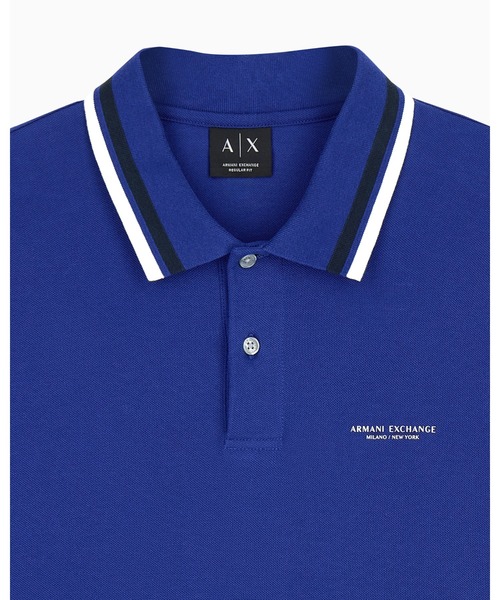 ARMANI EXCHANGE(アルマーニエクスチェンジ)の「【A|X アルマーニ エクスチェンジ】<オンライン限定>ラインリブ レギュラーフィット 半袖ポロシャツ/REGULAR(ポロシャツ・メンズ・ダークネイビー/ブルー・X-SMALL/X-LARGE/SMALL/MEDIUM/LARGE)」の14枚目の写真
