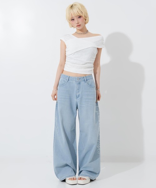 ANAP（アナップ）の「抜染プリントデニムワイドパンツ（その他パンツ・レディース・ライトブルー/ピンク・M/S）」の11枚目の写真