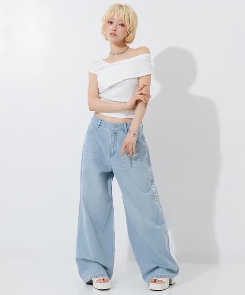 ANAP（アナップ）の「抜染プリントデニムワイドパンツ（その他パンツ・レディース・ライトブルー/ピンク・M/S）」の12枚目の写真