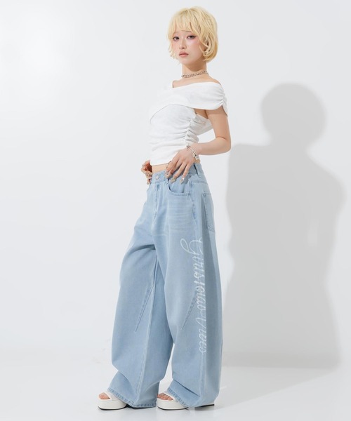 ANAP（アナップ）の「抜染プリントデニムワイドパンツ（その他パンツ・レディース・ライトブルー/ピンク・M/S）」の13枚目の写真