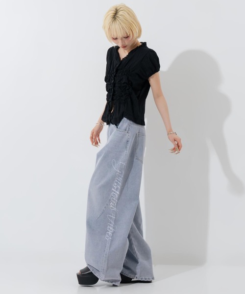 ANAP（アナップ）の「抜染プリントデニムワイドパンツ（その他パンツ・レディース・ライトブルー/ピンク・M/S）」の6枚目の写真