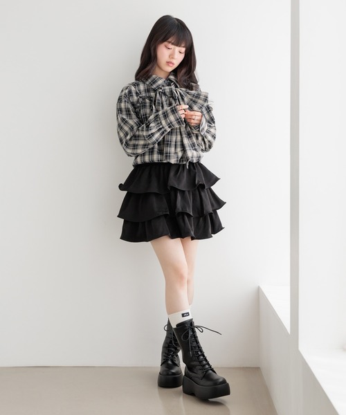 Heather(ヘザー)の「マルチWAYドッキングシャツ2 1054538(シャツ/ブラウス・レディース・ブルー/レッド/ブラウン/ネイビー・FREE)」の8枚目の写真