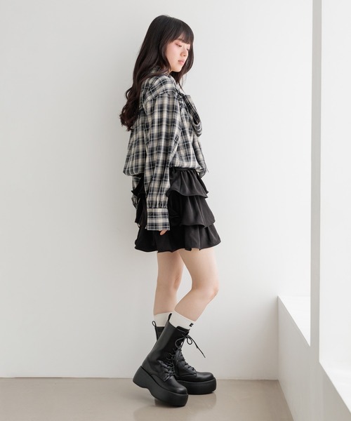 Heather(ヘザー)の「マルチWAYドッキングシャツ2 1054538(シャツ/ブラウス・レディース・ブルー/レッド/ブラウン/ネイビー・FREE)」の9枚目の写真