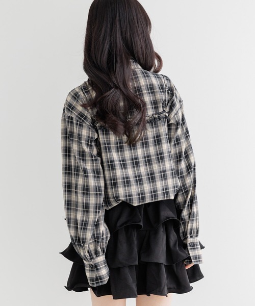 Heather(ヘザー)の「マルチWAYドッキングシャツ2 1054538(シャツ/ブラウス・レディース・ブルー/レッド/ブラウン/ネイビー・FREE)」の6枚目の写真