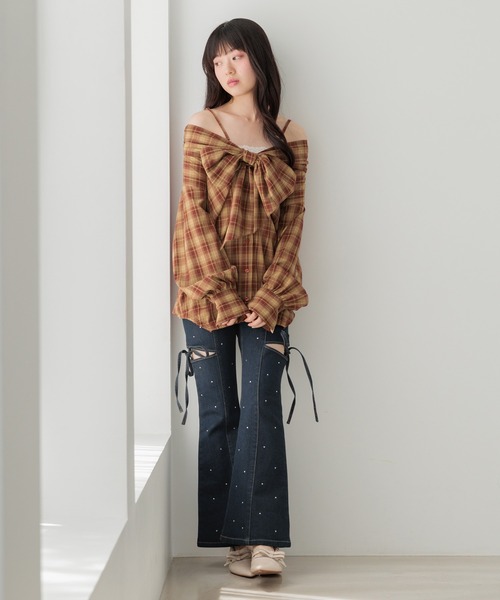 Heather(ヘザー)の「マルチWAYドッキングシャツ2 1054538(シャツ/ブラウス・レディース・ブルー/レッド/ブラウン/ネイビー・FREE)」の21枚目の写真