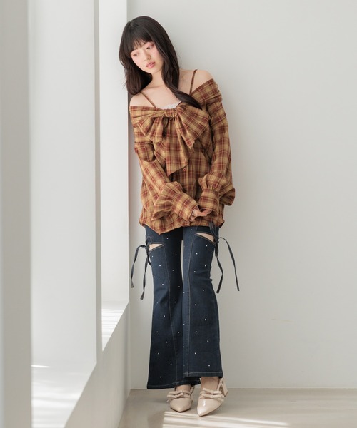 Heather(ヘザー)の「マルチWAYドッキングシャツ2 1054538(シャツ/ブラウス・レディース・ブルー/レッド/ブラウン/ネイビー・FREE)」の22枚目の写真