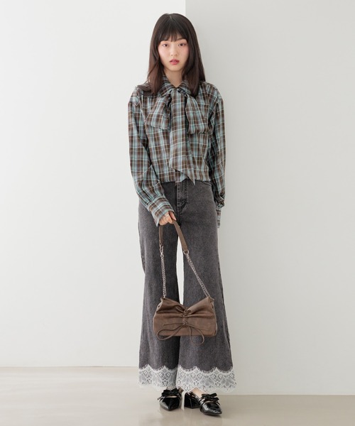 Heather(ヘザー)の「マルチWAYドッキングシャツ2 1054538(シャツ/ブラウス・レディース・ブルー/レッド/ブラウン/ネイビー・FREE)」の13枚目の写真