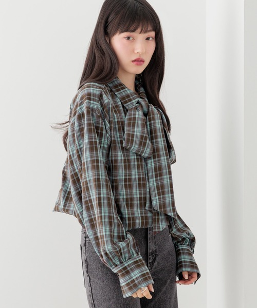 Heather(ヘザー)の「マルチWAYドッキングシャツ2 1054538(シャツ/ブラウス・レディース・ブルー/レッド/ブラウン/ネイビー・FREE)」の17枚目の写真