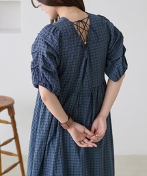 【apres jour clair】レースアップチェックワンピース