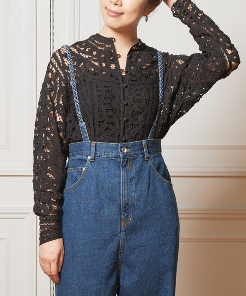 IENA LA BOUCLE（イエナラブークル）の「IENA LA BOUCLE バテンレースブラウス（シャツ/ブラウス・レディース・ブラック/ホワイト・FREE）」の3枚目の写真