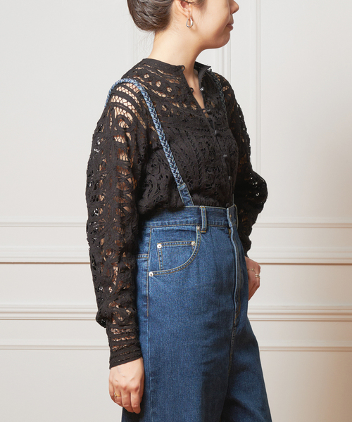 IENA LA BOUCLE（イエナラブークル）の「IENA LA BOUCLE バテンレースブラウス（シャツ/ブラウス・レディース・ブラック/ホワイト・FREE）」の4枚目の写真