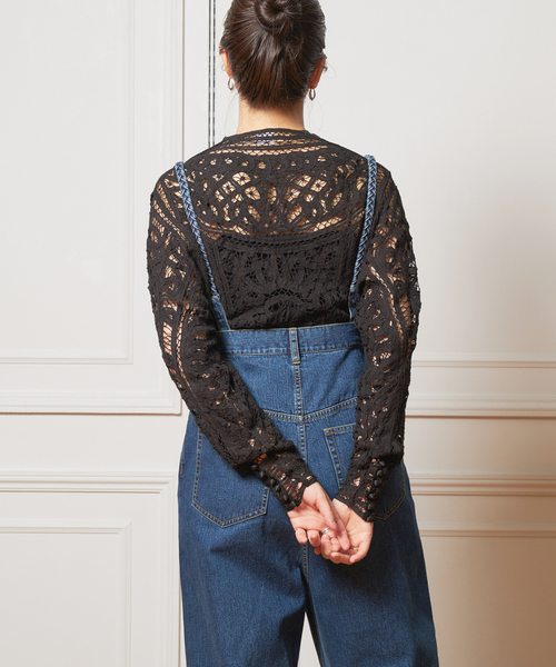 IENA LA BOUCLE（イエナラブークル）の「IENA LA BOUCLE バテンレースブラウス（シャツ/ブラウス・レディース・ブラック/ホワイト・FREE）」の5枚目の写真