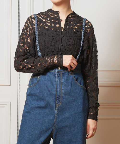 IENA LA BOUCLE（イエナラブークル）の「IENA LA BOUCLE バテンレースブラウス（シャツ/ブラウス・レディース・ブラック/ホワイト・FREE）」の7枚目の写真