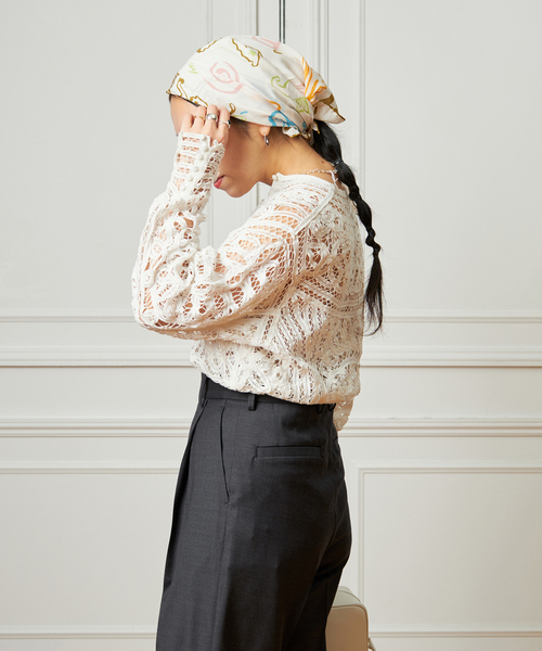 IENA LA BOUCLE（イエナラブークル）の「IENA LA BOUCLE バテンレースブラウス（シャツ/ブラウス・レディース・ブラック/ホワイト・FREE）」の14枚目の写真