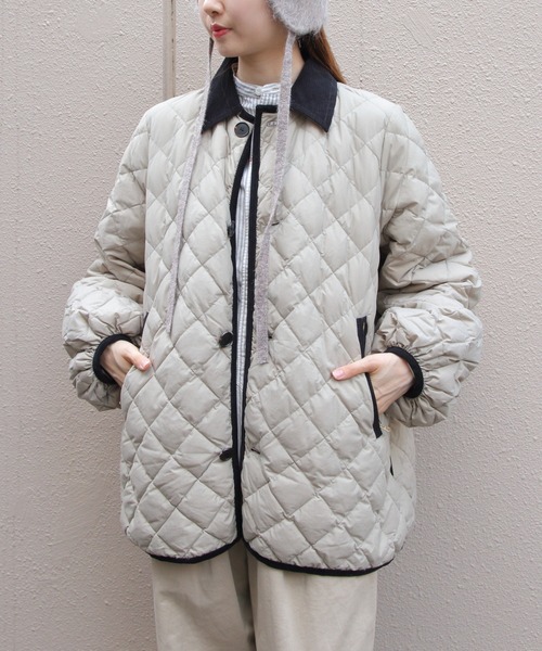GYMPHLEX(ジムフレックス)の「Gymphlex/ジムフレックス キルトダウン パフスリーブ ミドルコート QUILT DOWN PUFF SLEEVE MIDDLE COAT GY-A0717 NYM(ダウンジャケット/コート・レディース・ブラック/グレイッシュベージュ・14)」の5枚目の写真