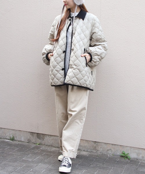 GYMPHLEX(ジムフレックス)の「Gymphlex/ジムフレックス キルトダウン パフスリーブ ミドルコート QUILT DOWN PUFF SLEEVE MIDDLE COAT GY-A0717 NYM(ダウンジャケット/コート・レディース・ブラック/グレイッシュベージュ・14)」の10枚目の写真