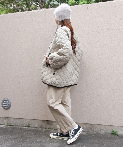 GYMPHLEX(ジムフレックス)の「Gymphlex/ジムフレックス キルトダウン パフスリーブ ミドルコート QUILT DOWN PUFF SLEEVE MIDDLE COAT GY-A0717 NYM(ダウンジャケット/コート・レディース・ブラック/グレイッシュベージュ・14)」の13枚目の写真
