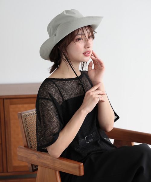 Little&More(リトルアンドモア)の「サファリハット 撥水 サングラス 反射素材(ハット・レディース・ベージュ/カーキ/ライトグレー/ブラック/ライトグリーン・FREE)」の18枚目の写真