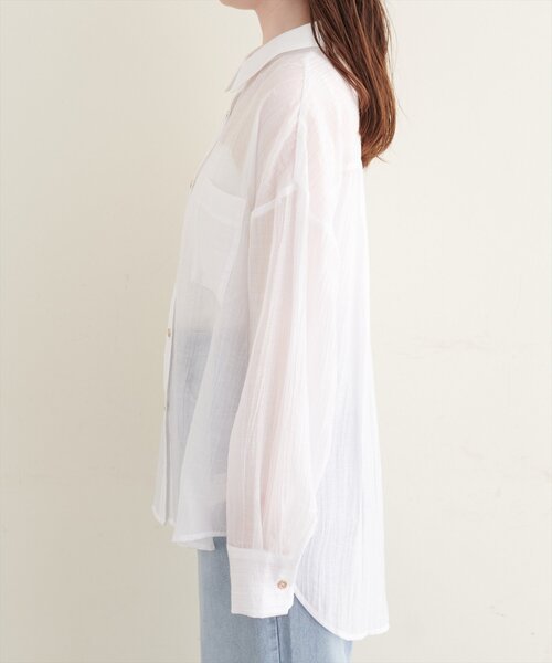 natural couture(ナチュラルクチュール)の「シワシアーワイドシャツ(シャツ/ブラウス・レディース・ブラック/オフホワイト/ピンク/ブルー/ストライプ・FREE)」の15枚目の写真