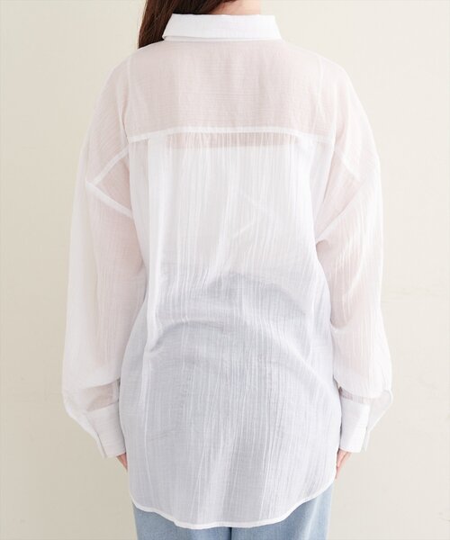 natural couture(ナチュラルクチュール)の「シワシアーワイドシャツ(シャツ/ブラウス・レディース・ブラック/オフホワイト/ピンク/ブルー/ストライプ・FREE)」の16枚目の写真