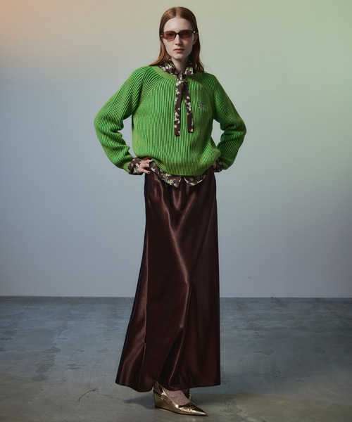 MAISON SPECIAL(メゾンスペシャル)の「Satin Skirt/サテンスカート(スカート・レディース・ブラック/ブラウン/ブルー/イエロー・38/36)」の1枚目の写真