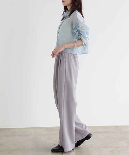 SUNFLOWER EIGHT(サンフラワーエイト)の「ストライプツータックストレートパンツ(その他パンツ・レディース・ブラック/チャコール/ライトグレー/グレイッシュベージュ・M)」の18枚目の写真