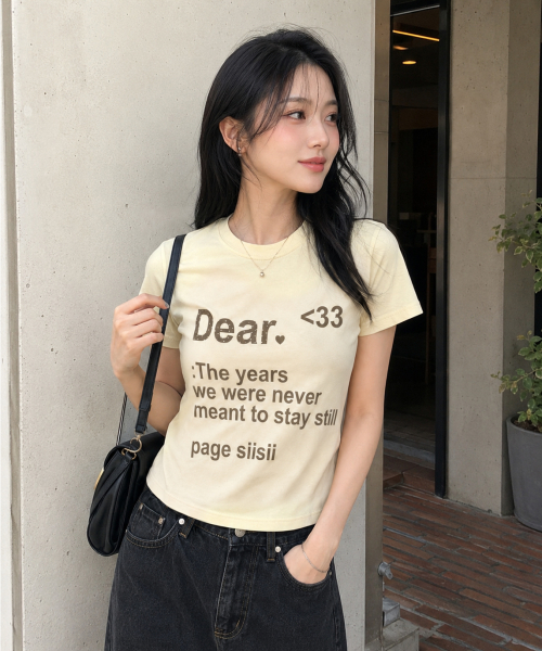 PAGESIISII（ページシシ）の「DEAR プリンティングスタンダードフィット半袖Tシャツバターイエロー（Tシャツ/カットソー・レディース・その他・MEDIUM）」の2枚目の写真