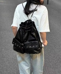 【春夏新作】スタッズ使いチェーン付き2WAYショルダーバッグ