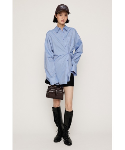 SLY(スライ)の「2WAY ASYMMETRY SH 2ウェイアシンメトリーシャツ 秋服 冬服(シャツ/ブラウス・レディース・ベージュ系その他/ブラック系その他2/ブルー・FREE)」の1枚目の写真