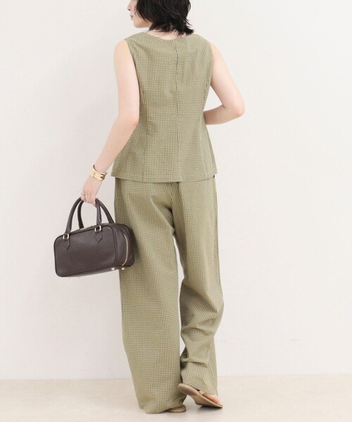 fredy emue(フレディエミュ)の「《セットアップ対応》ギンガム/無地タックパンツ(その他パンツ・レディース・イエロー系その他/ブラック・36/38)」の5枚目の写真