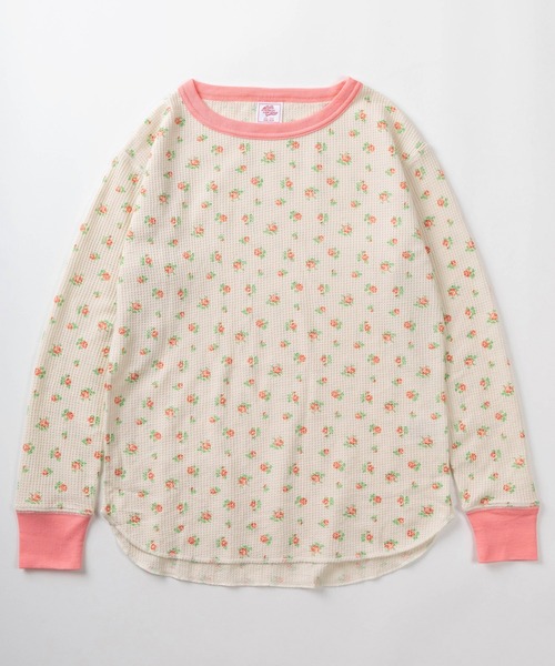 JEMORGAN（ジェーイーモーガン）の「【87】【JEMORGAN/ジェーイーモーガン】花柄 ワッフル クレリック クルーネック ロングスリーブ Tシャツ/レディース/ワンマイルウェア/リラックスウェア（Tシャツ/カットソー・レディース・ピンク/ラベンダー/グリーン/ライム・FREE）」の5枚目の写真