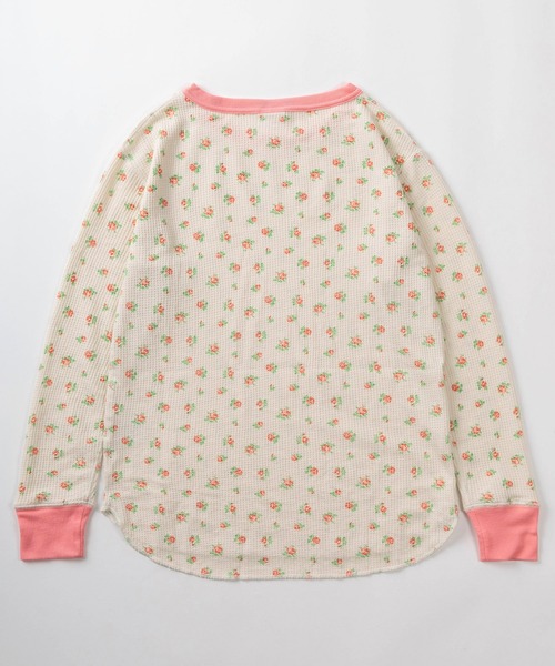 JEMORGAN（ジェーイーモーガン）の「【87】【JEMORGAN/ジェーイーモーガン】花柄 ワッフル クレリック クルーネック ロングスリーブ Tシャツ/レディース/ワンマイルウェア/リラックスウェア（Tシャツ/カットソー・レディース・ピンク/ラベンダー/グリーン/ライム・FREE）」の6枚目の写真