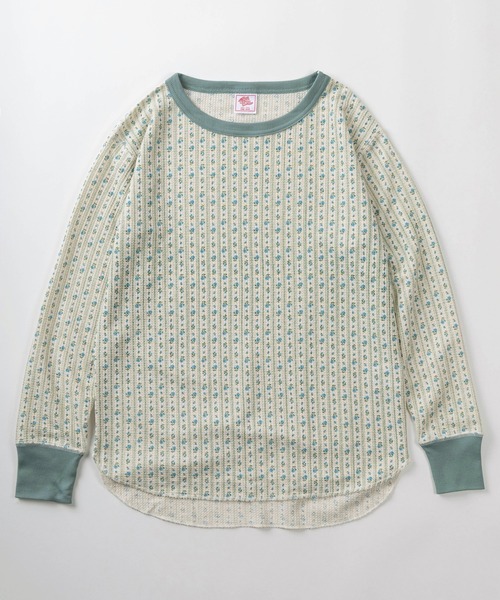JEMORGAN（ジェーイーモーガン）の「【87】【JEMORGAN/ジェーイーモーガン】花柄 ワッフル クレリック クルーネック ロングスリーブ Tシャツ/レディース/ワンマイルウェア/リラックスウェア（Tシャツ/カットソー・レディース・ピンク/ラベンダー/グリーン/ライム・FREE）」の8枚目の写真