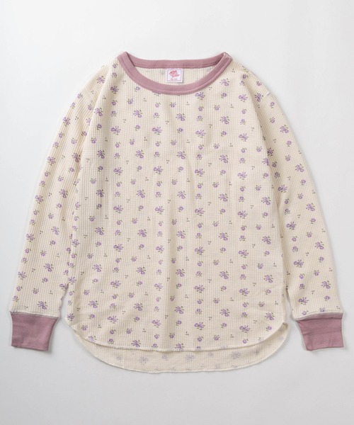 JEMORGAN（ジェーイーモーガン）の「【87】【JEMORGAN/ジェーイーモーガン】花柄 ワッフル クレリック クルーネック ロングスリーブ Tシャツ/レディース/ワンマイルウェア/リラックスウェア（Tシャツ/カットソー・レディース・ピンク/ラベンダー/グリーン/ライム・FREE）」の11枚目の写真