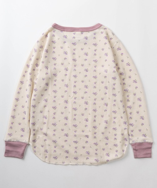 JEMORGAN（ジェーイーモーガン）の「【87】【JEMORGAN/ジェーイーモーガン】花柄 ワッフル クレリック クルーネック ロングスリーブ Tシャツ/レディース/ワンマイルウェア/リラックスウェア（Tシャツ/カットソー・レディース・ピンク/ラベンダー/グリーン/ライム・FREE）」の12枚目の写真
